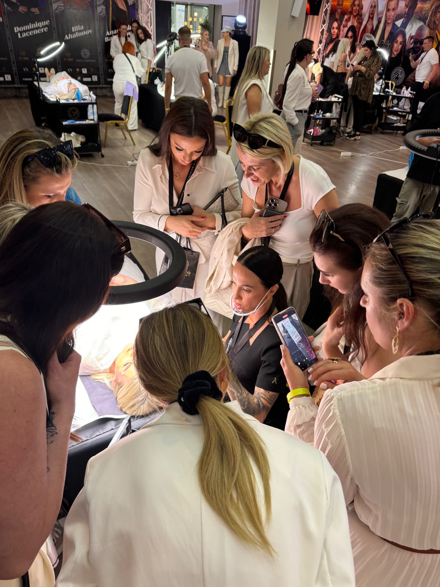 Artists filming a permanent makeup technique demonstration