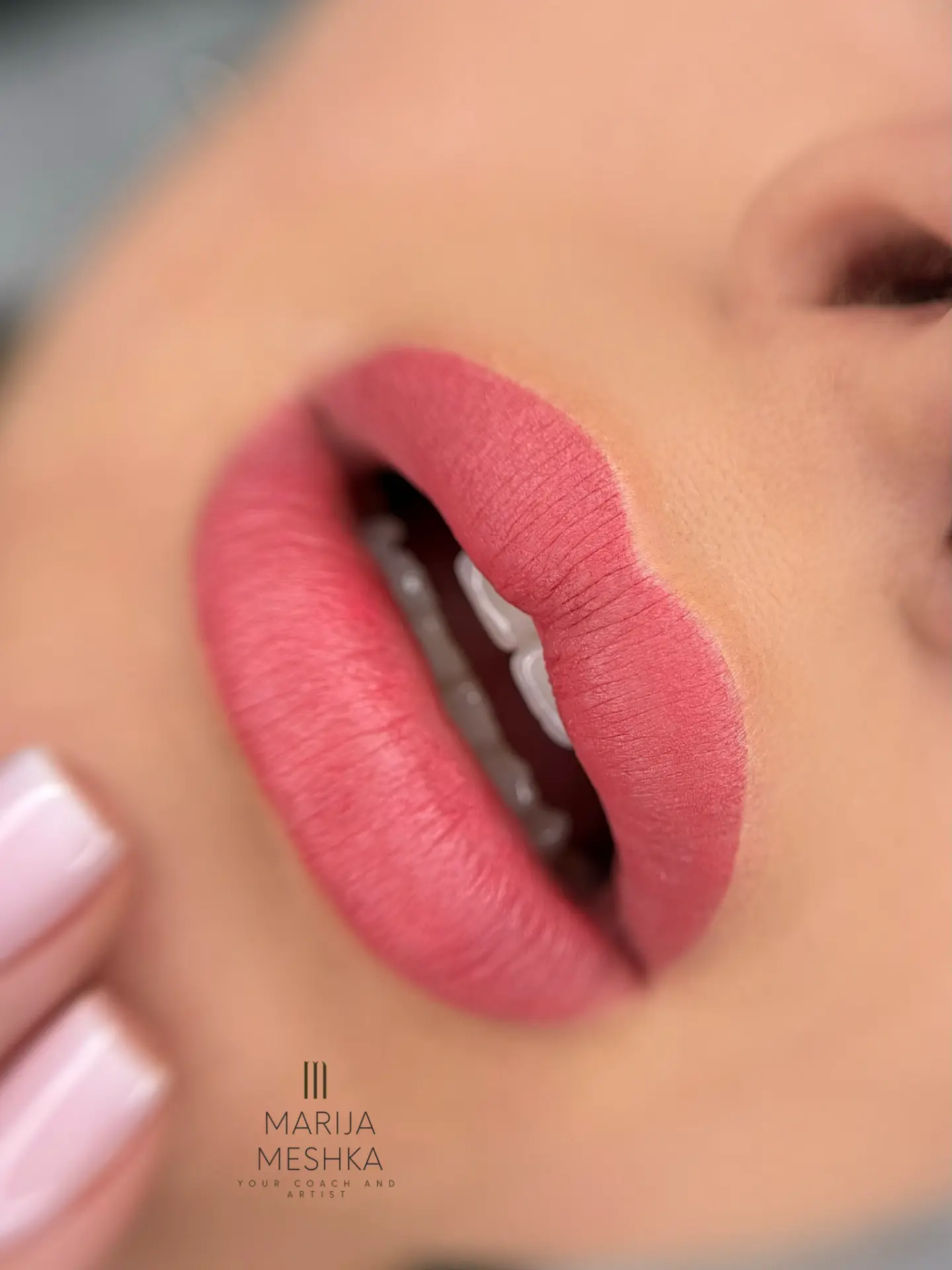 Lip blush in a soft rose shade